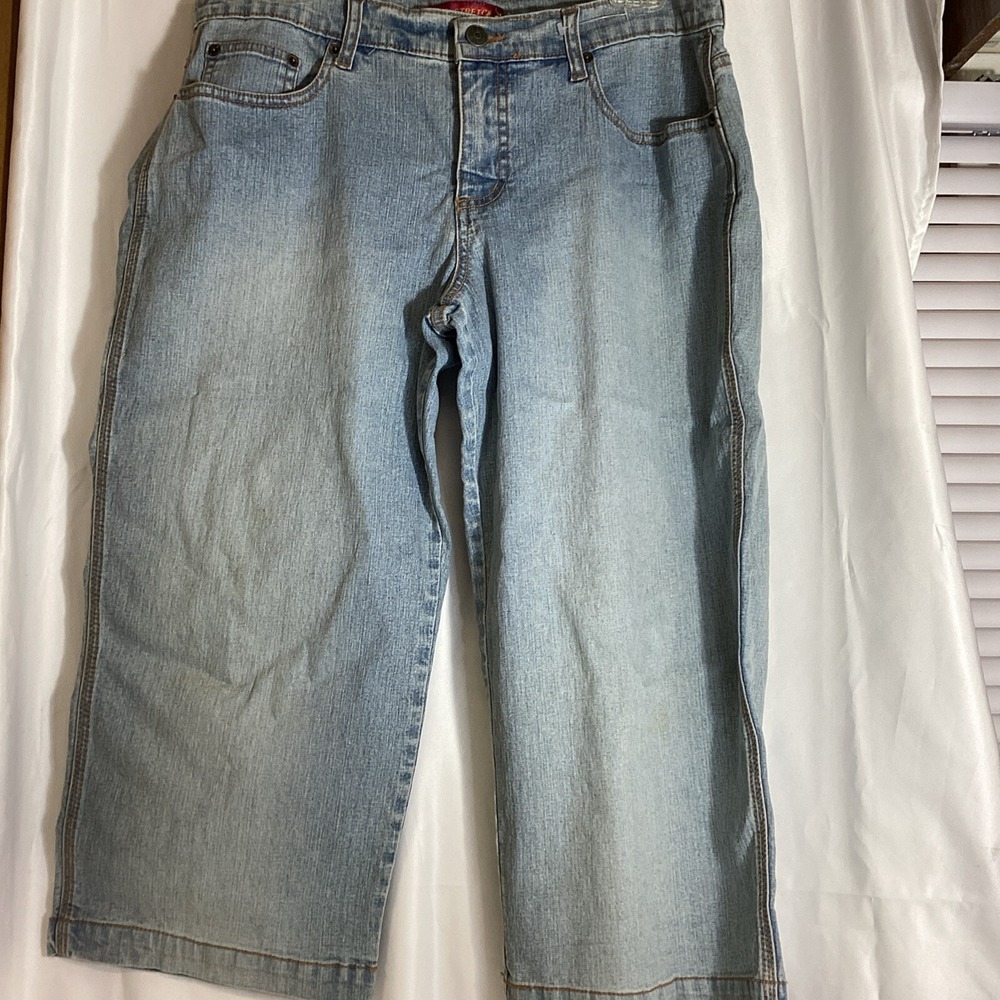 So Stretch Crop Blue Jeans Size 11 With Pockets New